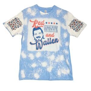 Morgan WALLEN Red White Blue Splatter Print T-Shirt, Women's L, Country Music